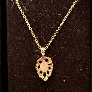 Vintage Van Doran Genuine Ruby and Opal Necklace W/ Original Box